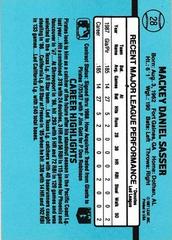 Back Of Card | Mackey Sasser Baseball Cards 1988 Donruss