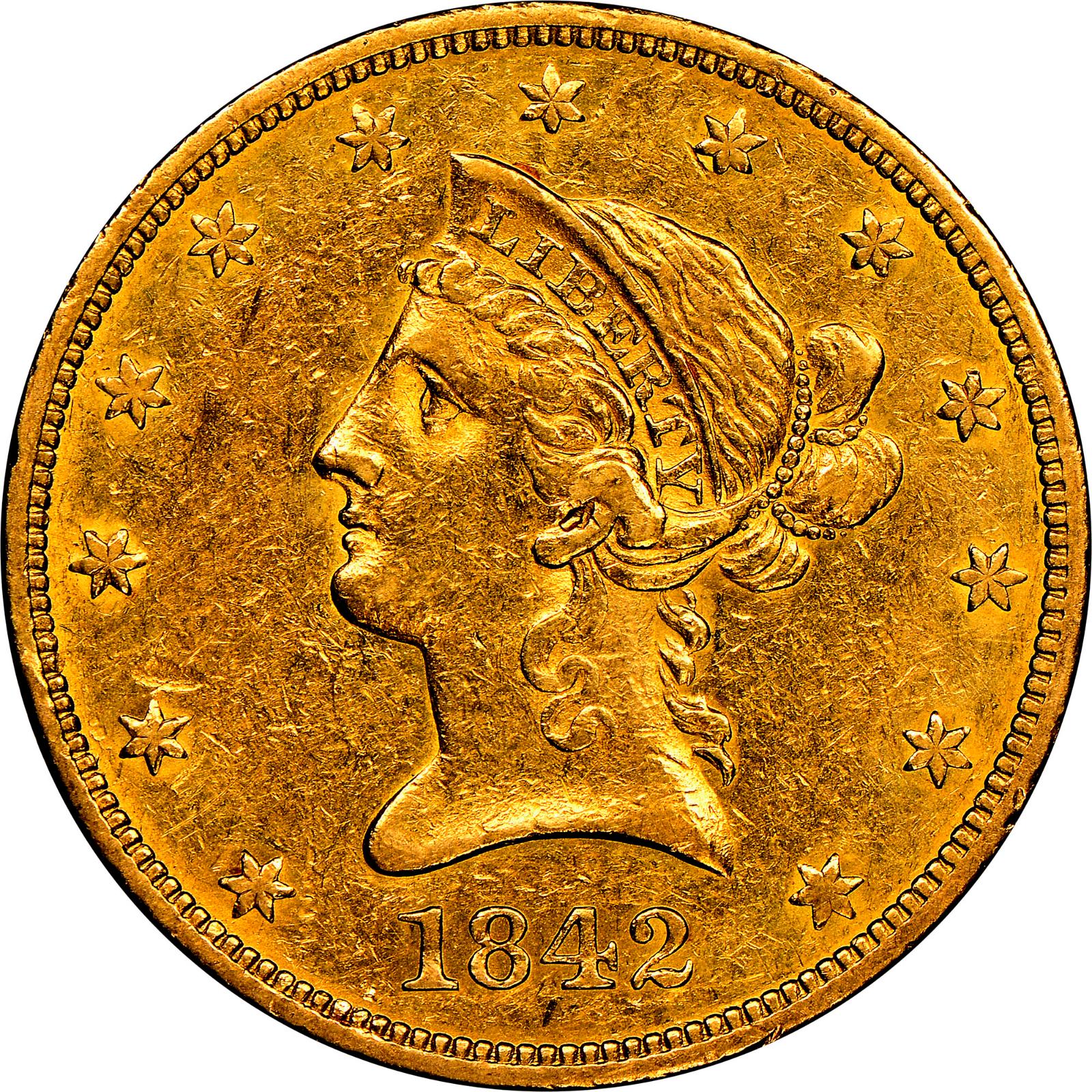 1842 O Coins Liberty Head Gold Eagle