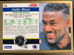 Back | Andre Rison Football Cards 1991 Score