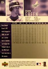 Rear | Shawn Green Baseball Cards 2004 Upper Deck First Pitch