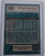 Backside | Brian Sutter [West] Hockey Cards 1981 Topps