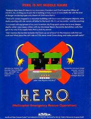 Back Cover | H.E.R.O. Atari 2600