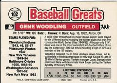 Back | Gene Woodling Baseball Cards 1989 Swell Greats