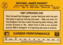 Rear | Mike Ramsey Baseball Cards 1987 Donruss Opening Day