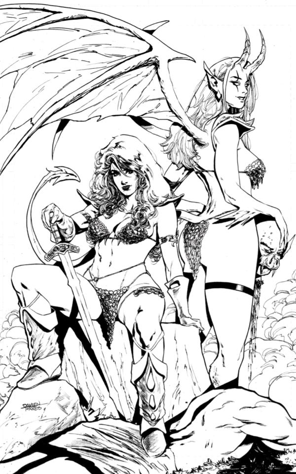 Red Sonja / Hell Sonja [Torres Black White Virgin] #1 (2022) Comic Books Red Sonja / Hell Sonja