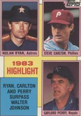1983 Highlight [Ryan, Carlton, Perry] Baseball Cards 1984 Topps Tiffany Prices
