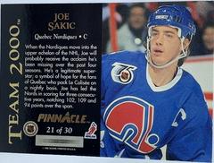 Joe Sakic #21 Back | Joe Sakic Hockey Cards 1993 Pinnacle Team 2000 & 2001