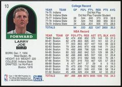 Back Side | Larry Bird Basketball Cards 1992 Hoops