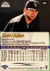 Rear | Todd Helton Baseball Cards 1998 Ultra