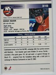 Backside | Arron Asham [Action] Hockey Cards 2003 ITG Toronto Star