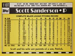 Rear | Scott Sanderson Baseball Cards 1990 Topps Traded Tiffany