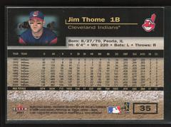 Back | Jim Thome Baseball Cards 2001 Fleer Triple Crown