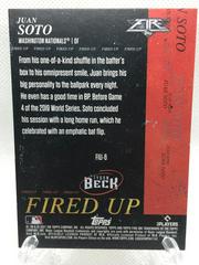 Back Of Card | Juan Soto Baseball Cards 2021 Topps Fire Fired Up