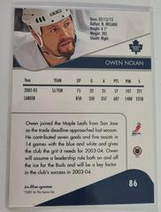 Backside | Owen Nolan Hockey Cards 2003 ITG Toronto Star