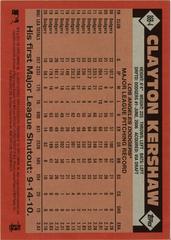 Back | Clayton Kershaw Baseball Cards 2021 Topps 1986 35th Anniversary