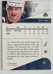 Backside | Rick Nash Hockey Cards 2003 ITG Toronto Star