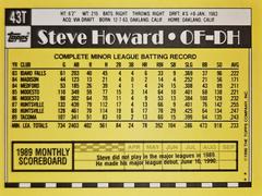 Rear | Steve Howard Baseball Cards 1990 Topps Traded Tiffany