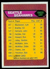 Seahawks Checklist #476 Football Cards 1976 Topps Prices