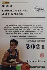 Back Of Card | Loren Cristian Jackson Basketball Cards 2021 Panini Chronicles Draft Picks Rookie Signatures