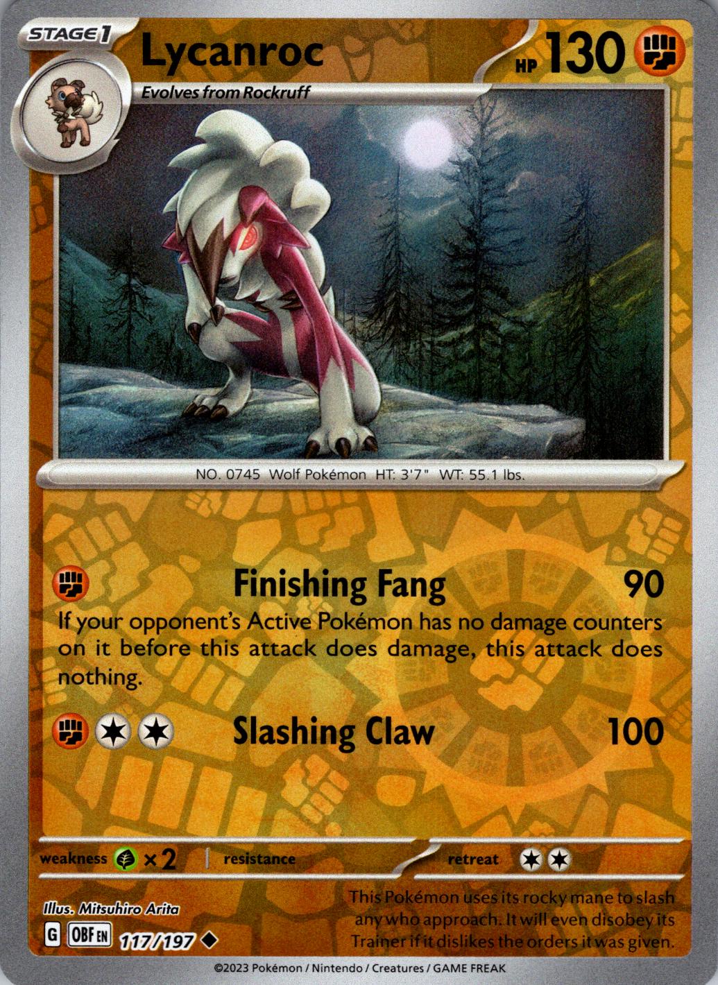 Lycanroc [Reverse Holo] #117 Pokemon Obsidian Flames