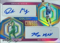 Drake Maye, Bo Nix [Prismatic White] #CC-23 Football Cards 2023 Leaf Vivid Autographs Colorful Combos Prices