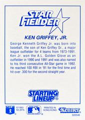 Card Back | Ken Griffey Jr. [Star Fielder] Baseball Cards 1993 Kenner Starting Lineup