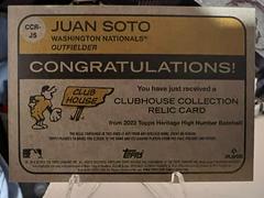 BACK SIDE | Juan Soto [Gold] Baseball Cards 2022 Topps Heritage Clubhouse Collection Relics