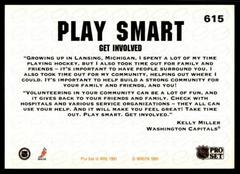 Kelly Miller, Play Smart #615 Back | Kelly Miller, Play Smart Hockey Cards 1991 Pro Set