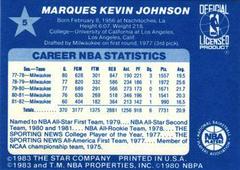 Back Side | Marques Johnson Basketball Cards 1983 All Star Game