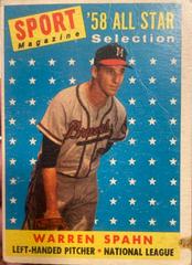 Warren Spahn [All Star] #494 Baseball Cards 1958 Topps Prices
