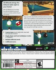 Back Cover | 3D Billiards & Snooker Playstation 4