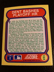 Dent Bashes Playoff HR #17 Baseball Cards 1988 Score Magic Motion Great Moments in Baseball Prices