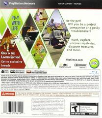 Back Cover | The Sims 3: Pets [Limited Edition] Playstation 3