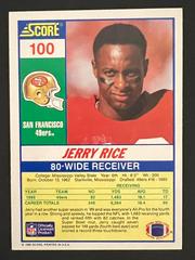 Back | Jerry Rice [100 Hottest] Football Cards 1990 Panini Score 100 Hottest