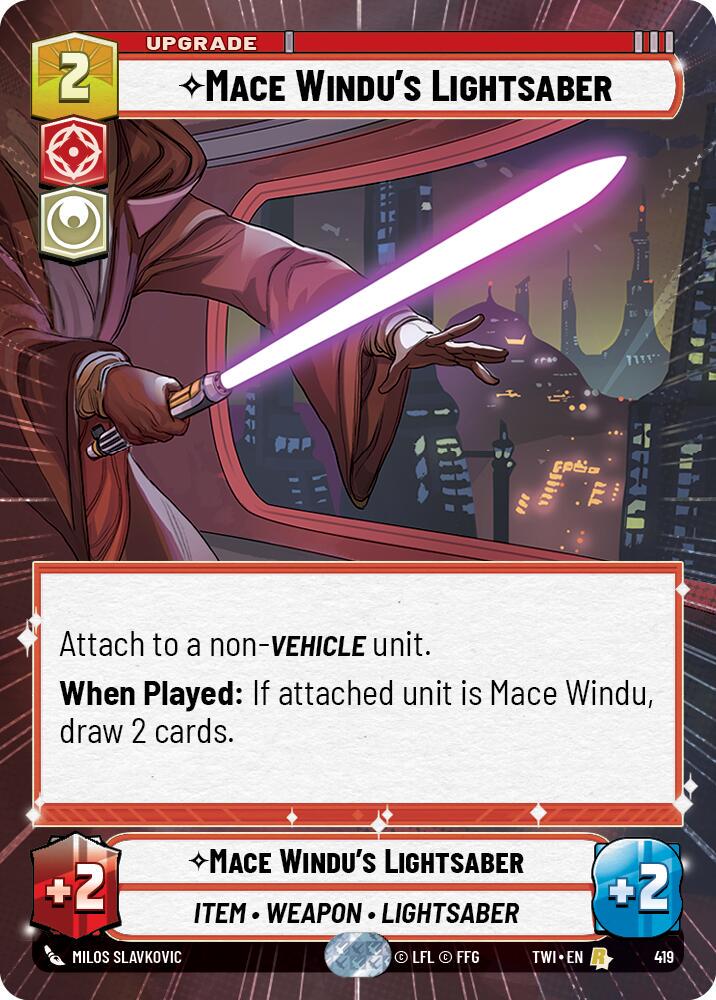 Mace Windu's Lightsaber [Hyperspace Foil] #419 Star Wars Unlimited: Twilight of the Republic