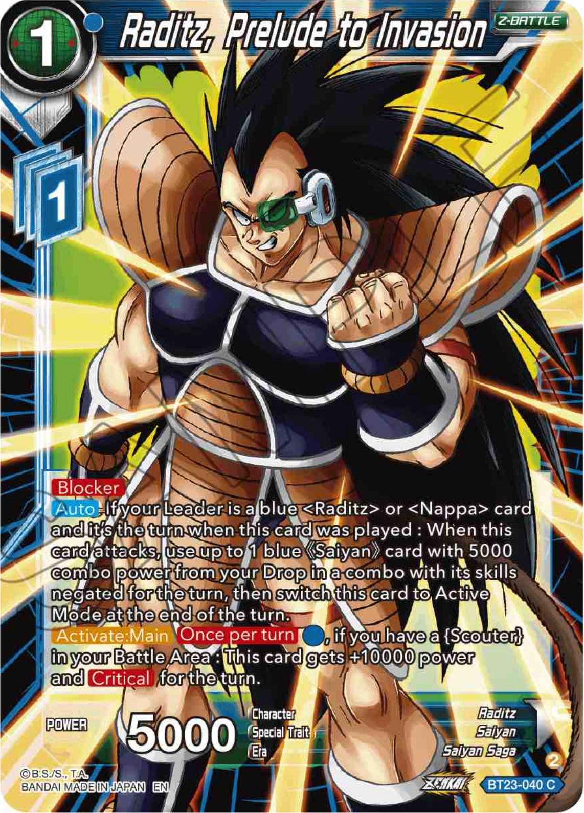 Raditz, Prelude to Invasion BT23-040 Dragon Ball Super Perfect Combination