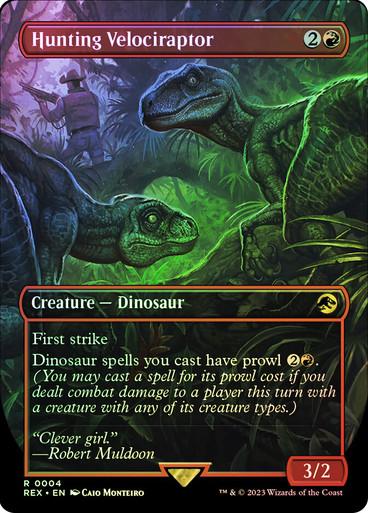 Hunting Velociraptor [Borderless Foil] #4 Magic Jurassic World