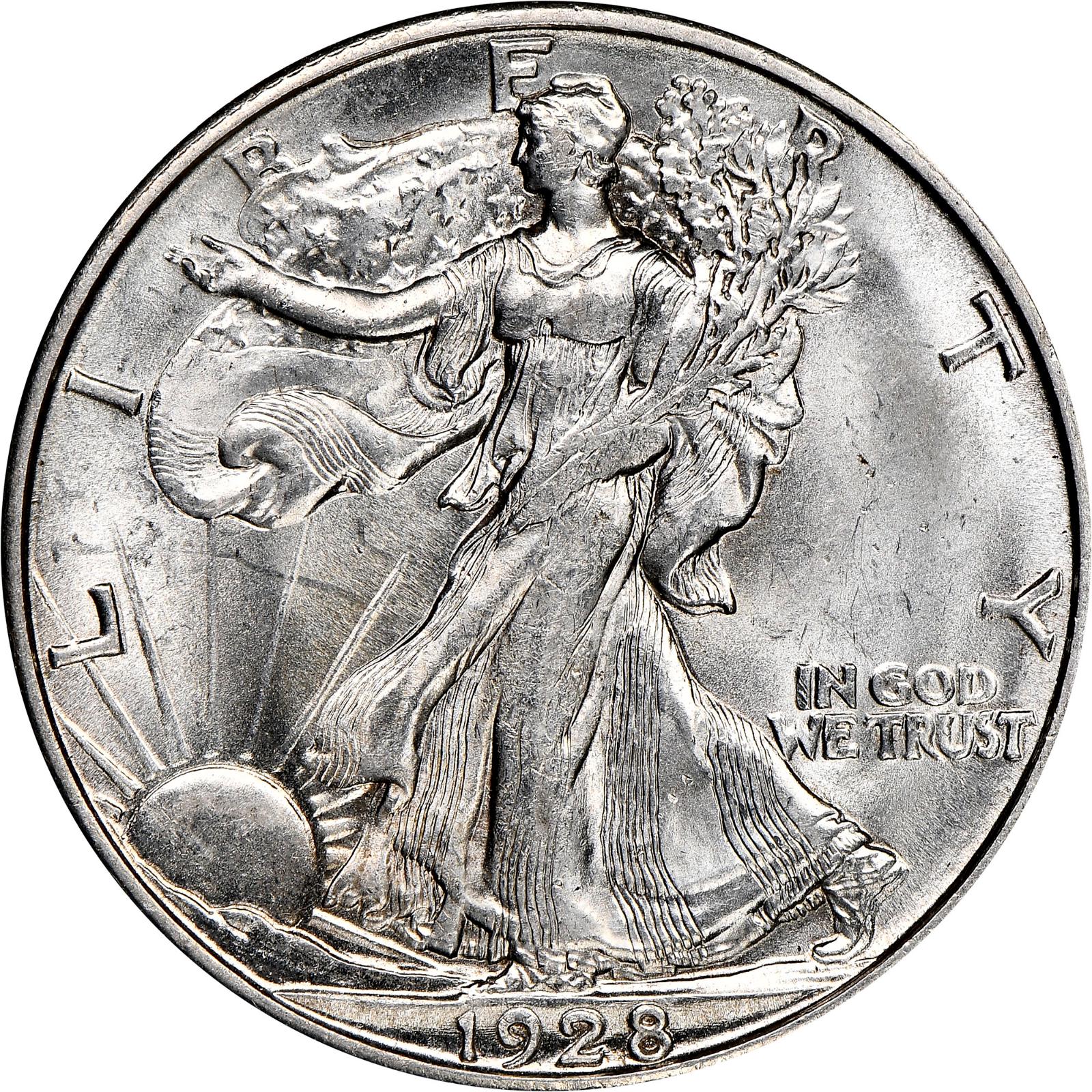 1928 S Coins Walking Liberty Half Dollar