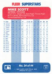 Back | Mike Scott Baseball Cards 1988 Fleer Superstars