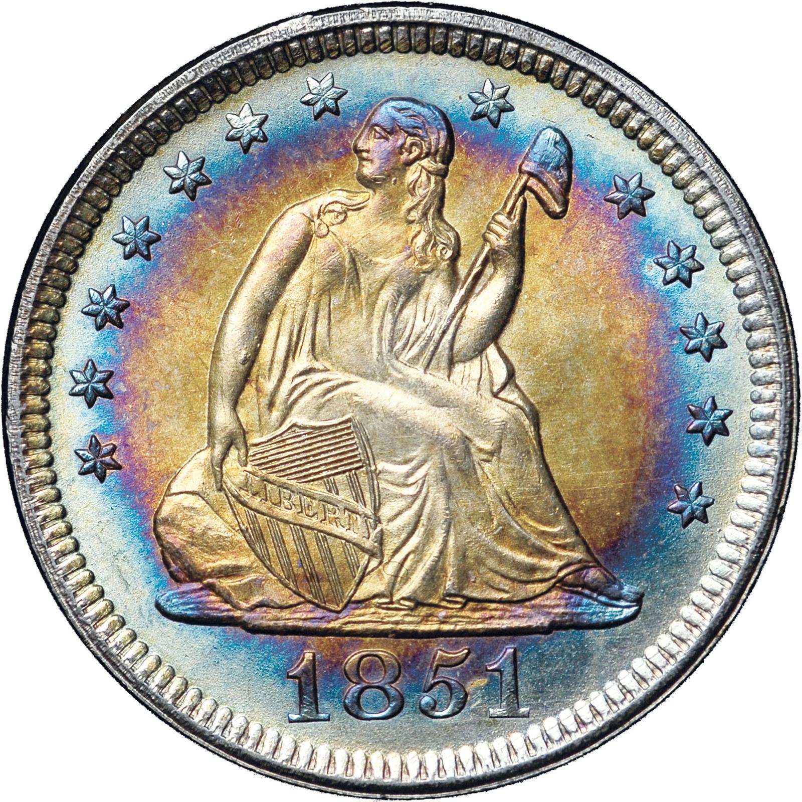 1851 Coins Seated Liberty Quarter