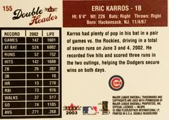 Rear | Eric Karros Baseball Cards 2003 Fleer Double Header