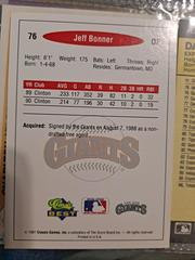 Back | Jeff Bonner Baseball Cards 1991 Classic Best