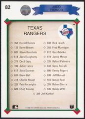 Back | Checklist Ranger Baseball Cards 1990 Upper Deck