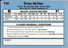 Back | Brian McRae Baseball Cards 1991 Classic