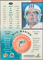 Back Of Card | Dan Marino [Silver Team] Football Cards 1997 Pinnacle Mint Collection