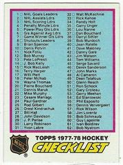 Checklist 1-132 Hockey Cards 1977 Topps Prices