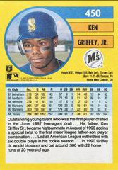 Card Back | Ken Griffey Jr. Baseball Cards 1991 Fleer