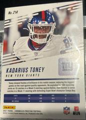 Back Of Card #214 | Kadarius Toney Football Cards 2021 Panini Chronicles Prestige Rookies Update