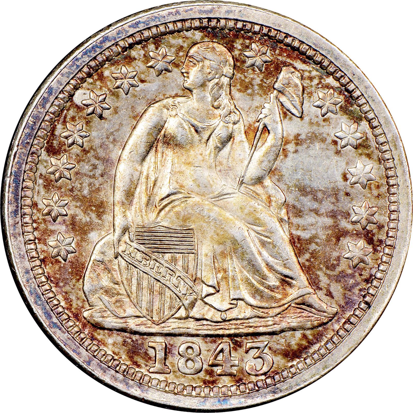 1843 Coins Seated Liberty Dime