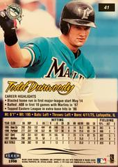 Rear | Todd Dunwoody Baseball Cards 1998 Ultra